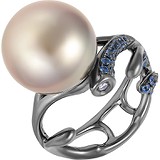 Женское золотое кольцо с сапфирами, бриллиантом и жемчугом, 1691664