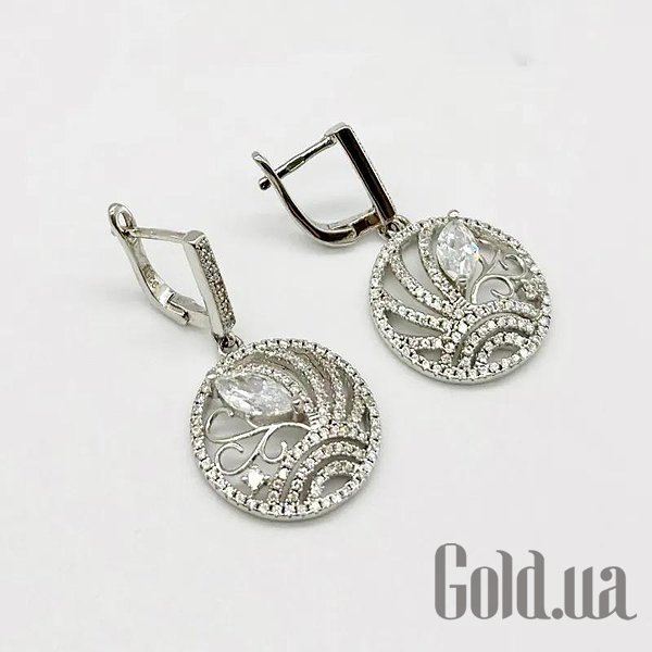 

Серьги с подвесками Silvex925, Серебряные серьги с куб. циркониями