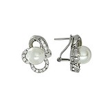 Срібні сережки з перлами і куб. цирконіями, 1533713