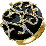 Женское золотое кольцо с бриллиантами и ониксом, 1625361