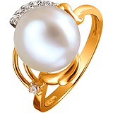 DeFleur Женское золотое кольцо с куб. циркониями и культив. жемчугом, 1628945