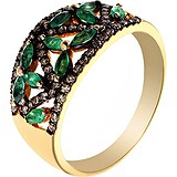 Женское золотое кольцо с бриллиантами и изумрудами, 1646097