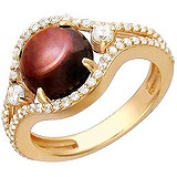Женское золотое кольцо с куб. циркониями и гранатом, 1654545