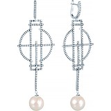 Срібні сережки з куб. цирконіями і перлами, 1655057