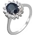 Женское серебряное кольцо с куб. циркониями и сапфиром - фото 1