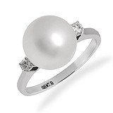 Женское золотое кольцо с бриллиантами и культив. жемчугом, 1667857
