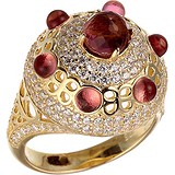 Женское серебряное кольцо с куб. циркониями в позолоте, 1669905