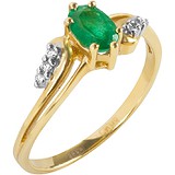 Женское золотое кольцо с изумрудом и бриллиантами, 1673233