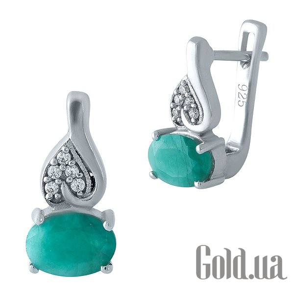 

Серьги Fresh Jewelry, Серебряные серьги с изумрудами и куб. циркониями