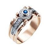 Женское золотое кольцо с сапфиром и бриллиантами, 1702417