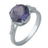 Женское серебряное кольцо с александритом и куб. циркониями, 1705745
