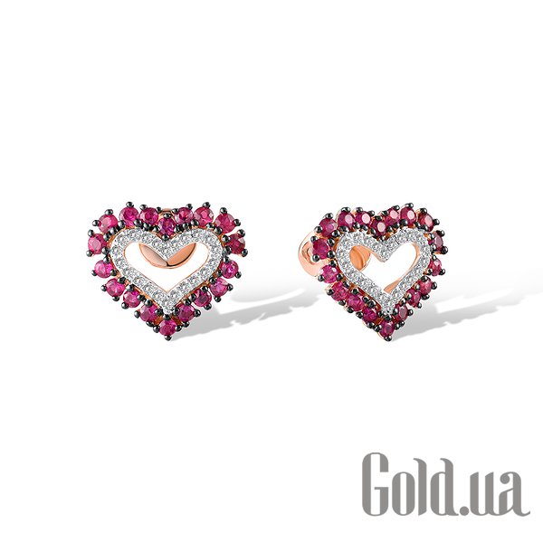 

Серьги-гвоздики Lurie Jewelry, Золотые серьги с рубинами и бриллиантами