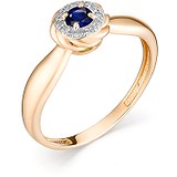 Женское золотое кольцо с бриллиантами и сапфиром, 1606418