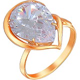 Женское серебряное кольцо с куб. цирконием в позолоте, 1614610
