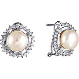 Срібні сережки з куб. цирконіями і перлами, 1655058