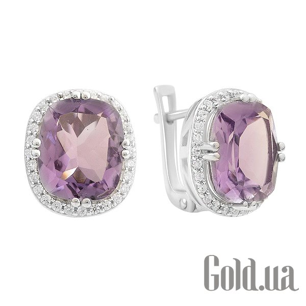 

Серьги Fresh Jewelry, Серебряные серьги с куб. циркониями и аметистами