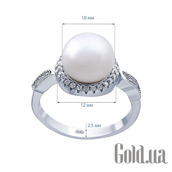 Каблучка Lurie Jewelry Жіноча срібна каблучка з перлами і куб. цирконіями, 16.5