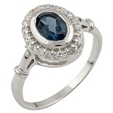 Женское серебряное кольцо с топазом и куб. циркониями, 1375251