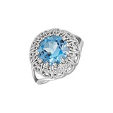Женское серебряное кольцо с топазом и куб. циркониями, 1533715