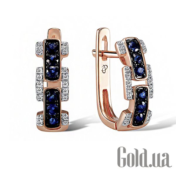 

Серьги Lurie Jewelry, Золотые серьги с бриллиантами и сапфирами