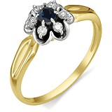 Женское золотое кольцо с бриллиантами и сапфиром, 1555731