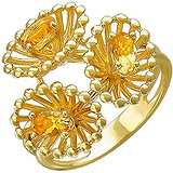 Женское золотое кольцо с цитринами, 1604883