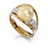 Женское золотое кольцо с культив. жемчугом и бриллиантами - фото 1