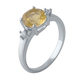 Женское серебряное кольцо с синт. цитрином и куб. циркониями