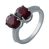 Женское серебряное кольцо с рубинами и куб. циркониями, 1730323