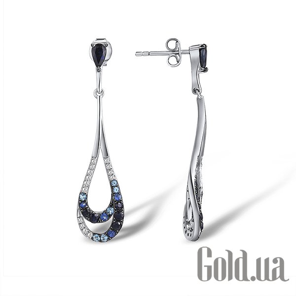 

Серьги с подвесками Lurie Jewelry, Серебряные серьги с сапфирами и топазами