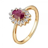 Женское золотое кольцо с рубином