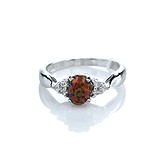 Женское серебряное кольцо с синт. опалом и куб. циркониями, 247827