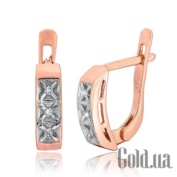 

Серьги Silvex925, Серебряные серьги с куб. циркониями в позолоте