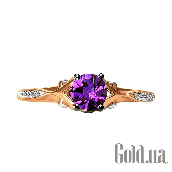 Каблучка Lurie Jewelry Жіноча золота каблучка з діамантами і аметистом, 15.5