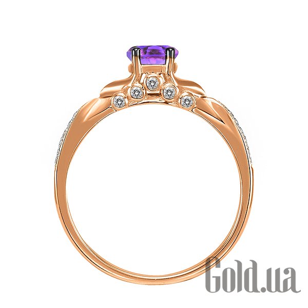 Каблучка Lurie Jewelry Жіноча золота каблучка з діамантами і аметистом, 15.5