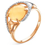 Женское золотое кольцо с цитрином и бриллиантами, 1553428