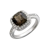 Женское серебряное кольцо с куб. циркониями и раухтопазом, 1616660