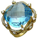 Женское золотое кольцо с бриллиантами и топазом, 1625364