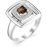 Женское серебряное кольцо с куб. циркониями и раухтопазом, 1646356