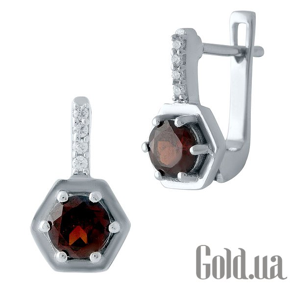

Серьги Fresh Jewelry, Серебряные серьги с гранатами и куб. циркониями