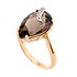 Женское золотое кольцо с дымчатым кварцем и куб. циркониями - фото 3