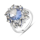 Женское серебряное кольцо с куб. циркониями и топазами, 1771028