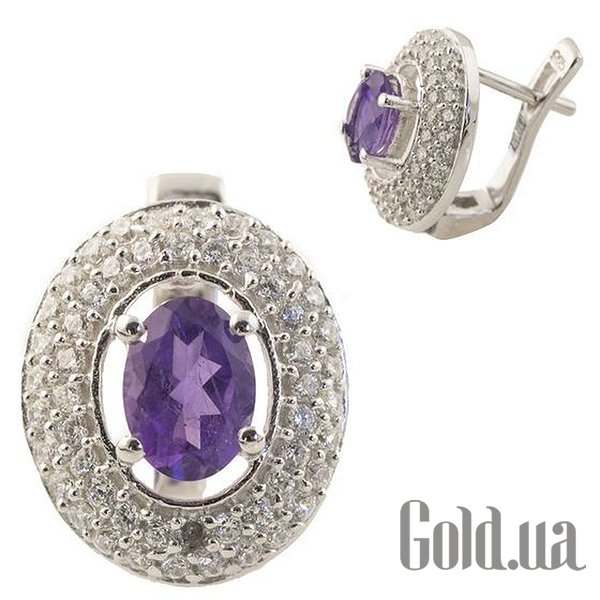 

Серьги Fresh Jewelry, Серебряные серьги с аметистами и куб. циркониями