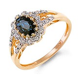 Женское золотое кольцо с бриллиантами и сапфиром, 1554197