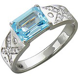 Женское серебряное кольцо с куб. циркониями и топазом, 1612565