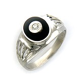 Мужское серебряное кольцо с куб. цирконием и эмалью, 1620245