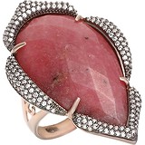 Женское серебряное кольцо с куб. циркониями и родонитом в позолоте, 1669909