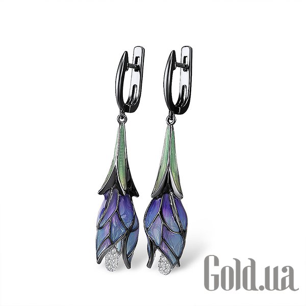 

Серьги с подвесками Lurie Jewelry, Серебряные серьги с куб. циркониями и эмалью