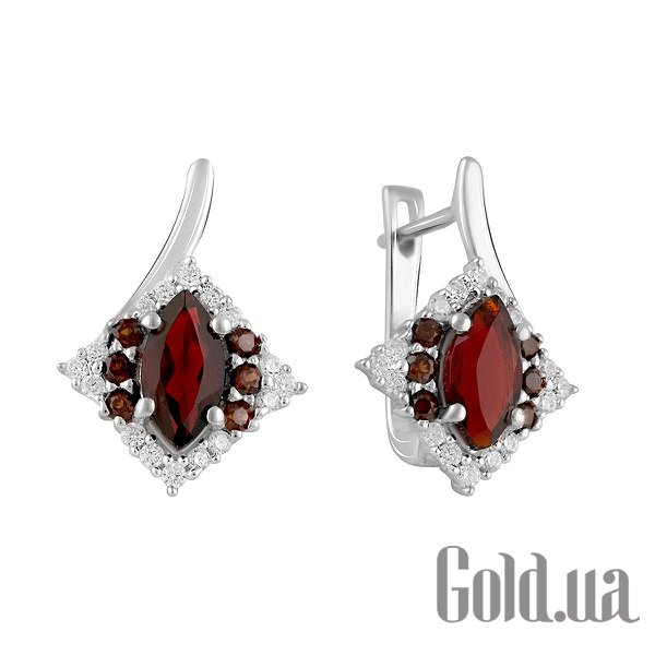 

Серьги Fresh Jewelry, Серебряные серьги с куб. циркониями и гранатами
