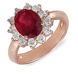 Женское золотое кольцо с бриллиантами и рубином, 083989